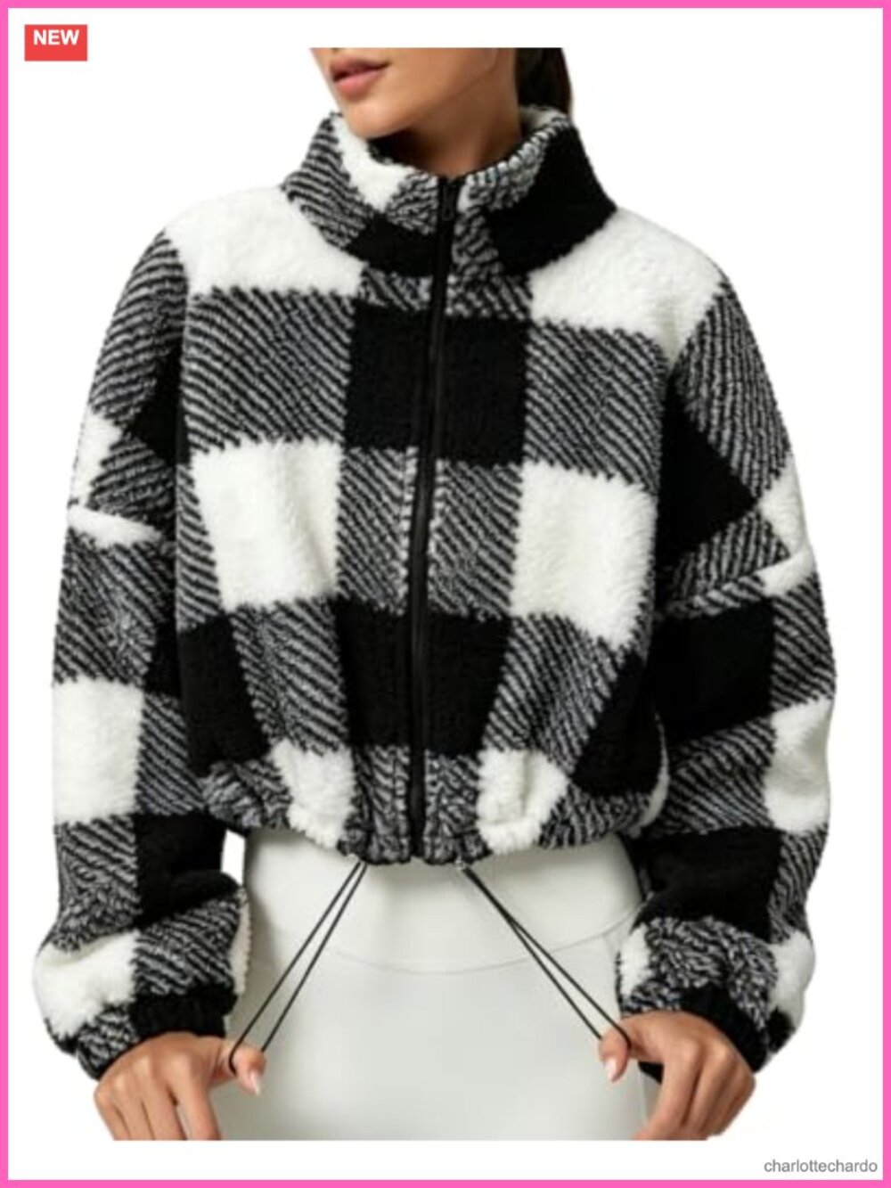 Full Zip Fleece Short Jacket Warm Winter Sherpa Crop Coat
